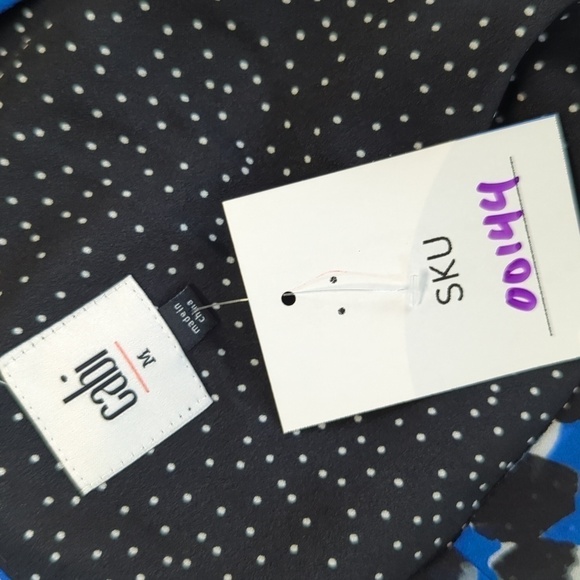 Cabi Floral Asymmetrical Dress Blue M preppy party summer neck tie chiffon - Picture 6 of 9